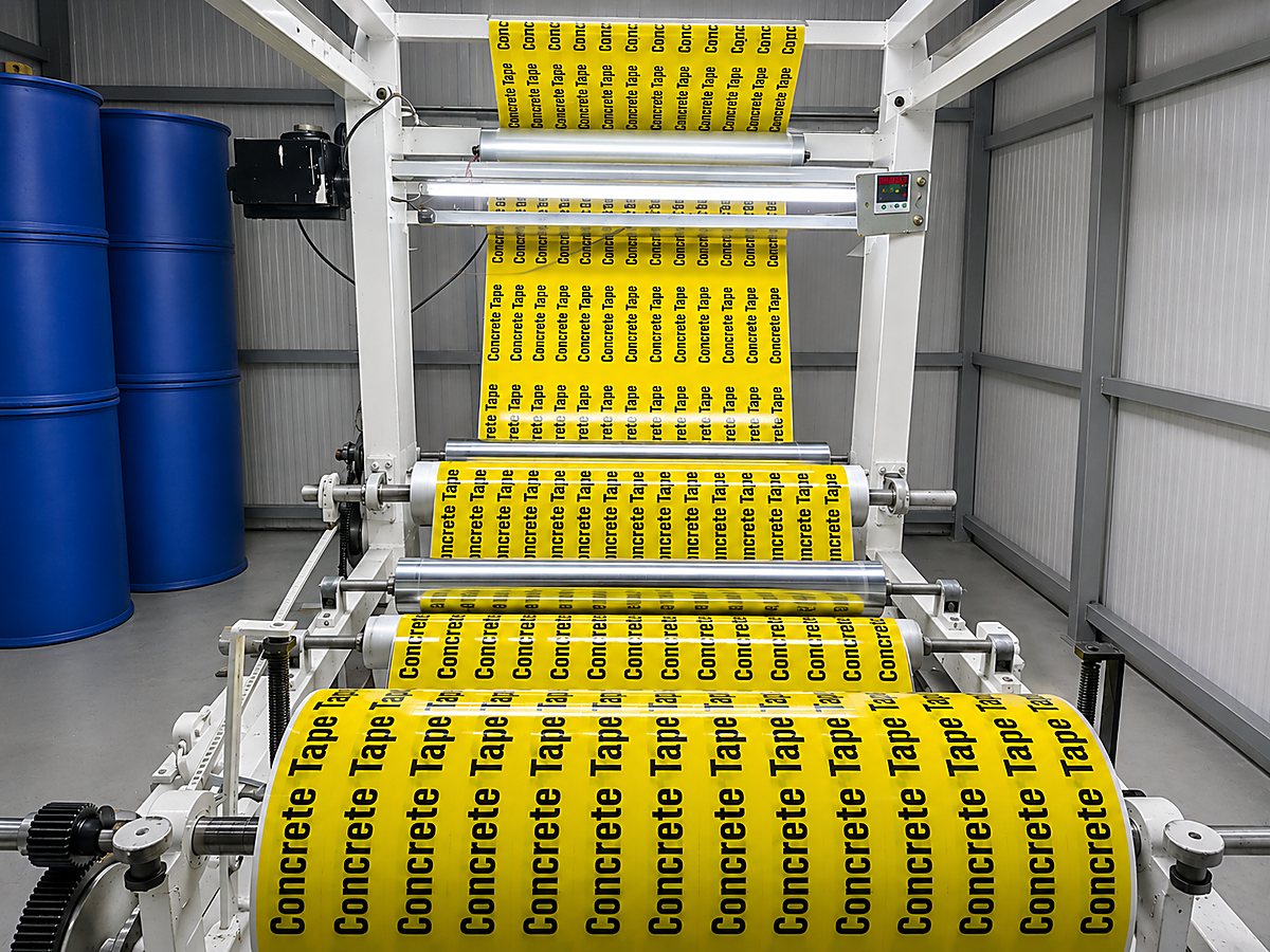 Printing press running printed film at the Salasar Industries manufacturing unit