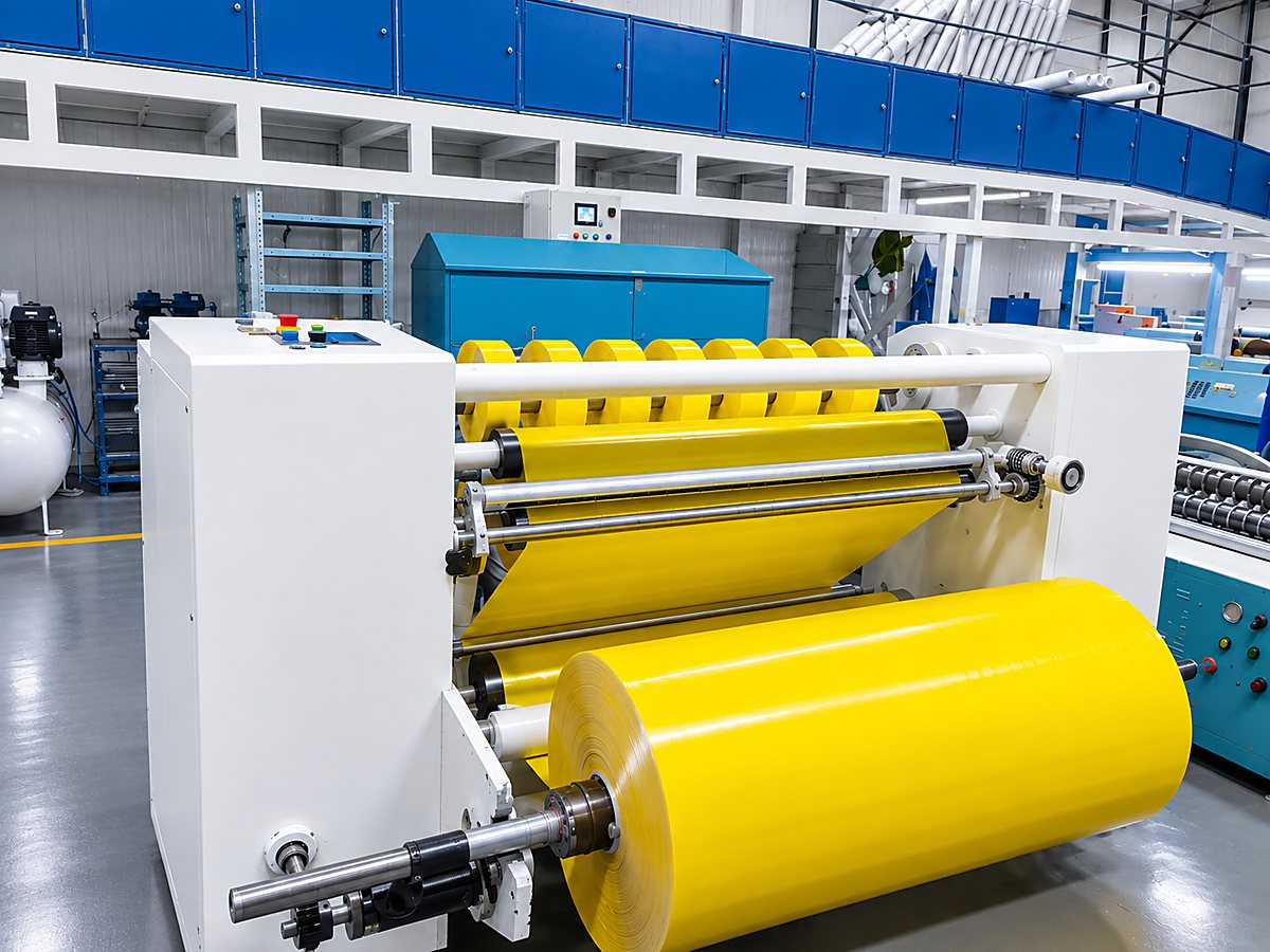 Slitting line running BOPP jumbo roll at the Salasar Industries manufacturing unit